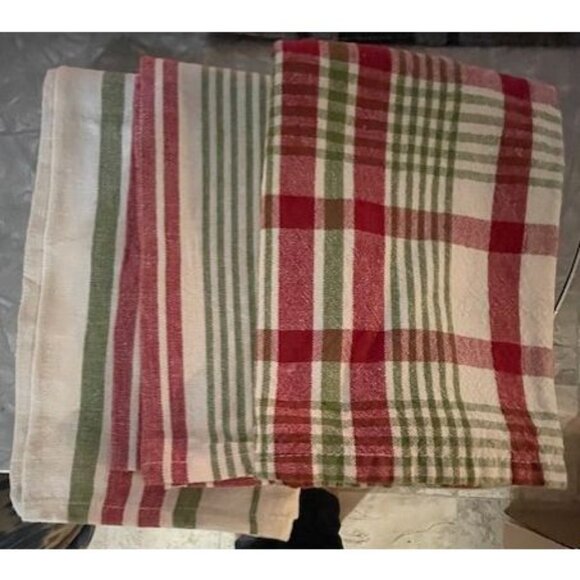 NOW DESIGNS Oversized Holiday Check Cotton Tea Towels Set of 3 - Picture 2 of 4